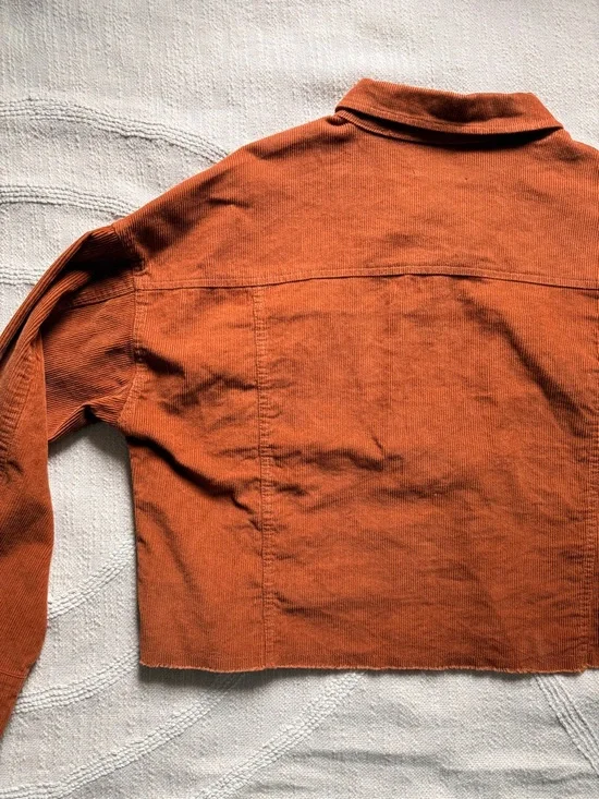 Forever 21 Light Weight Corduroy Cropped Jacket in Rust Orange 100% Cotton Large - Picture 10 of 10